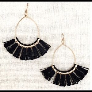 Tasseled Earrings - Black Gold